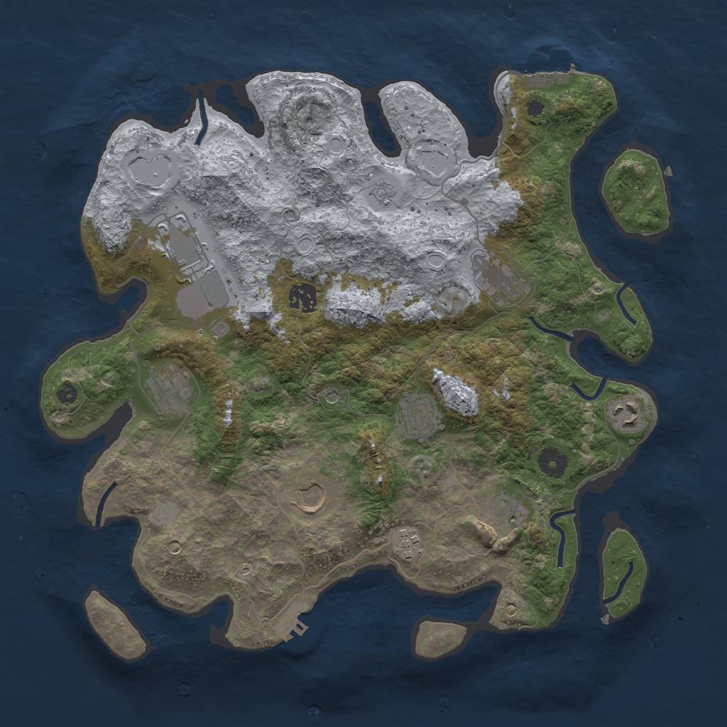 Rust Map: Procedural Map, Size: 3700, Seed: 4354946, 16 Monuments