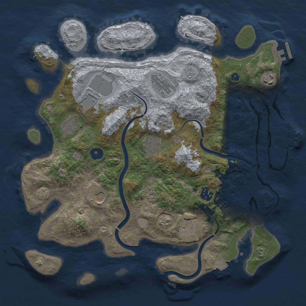 Rust Map: Procedural Map, Size: 3700, Seed: 1446429, 15 Monuments