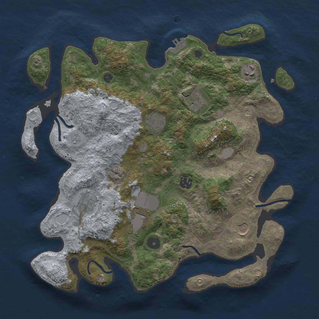 Rust Map: Procedural Map, Size: 3700, Seed: 5946115, 14 Monuments