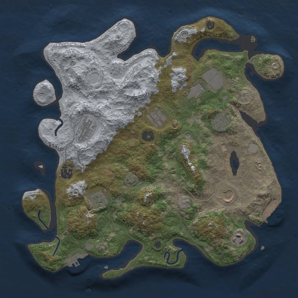 Rust Map: Procedural Map, Size: 3700, Seed: 5159156, 17 Monuments
