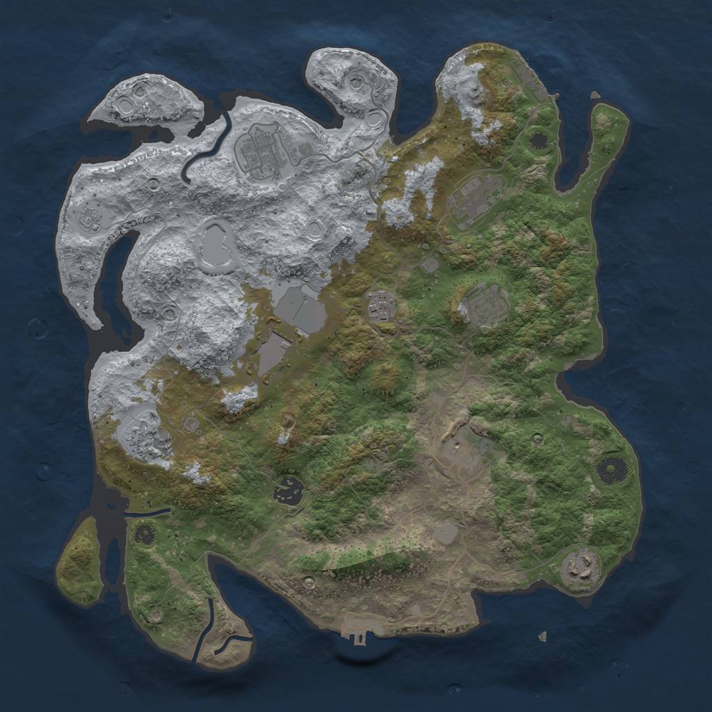 Rust Map: Procedural Map, Size: 3700, Seed: 3862880, 16 Monuments