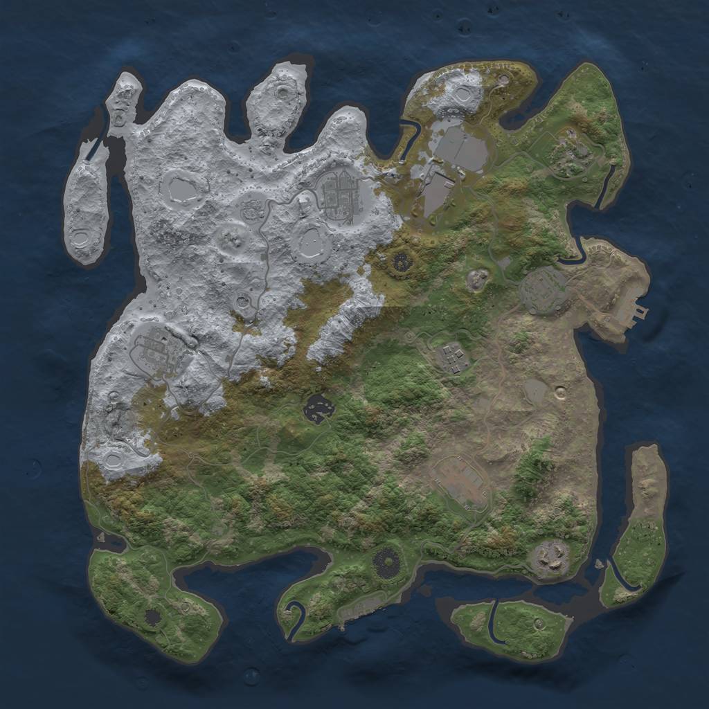 Rust Map: Procedural Map, Size: 3700, Seed: 401513, 16 Monuments