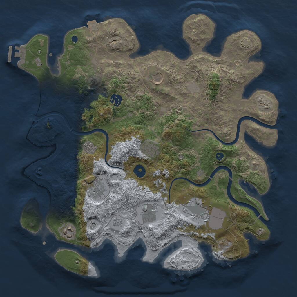 Rust Map: Procedural Map, Size: 3700, Seed: 193326, 13 Monuments