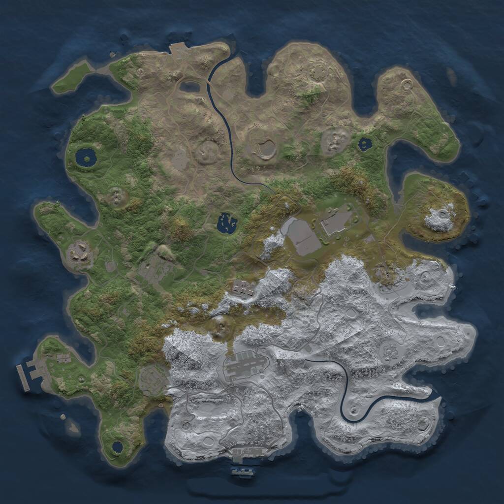 Rust Map: Procedural Map, Size: 3700, Seed: 4107428, 15 Monuments