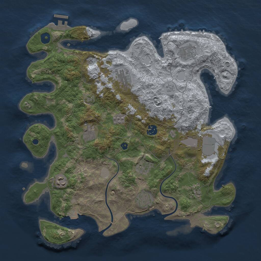 Rust Map: Procedural Map, Size: 3700, Seed: 4197765, 15 Monuments