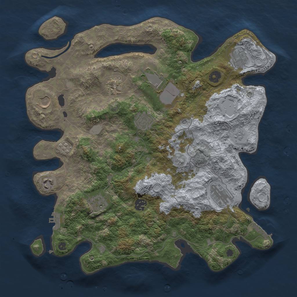 Rust Map: Procedural Map, Size: 3700, Seed: 4083572, 17 Monuments