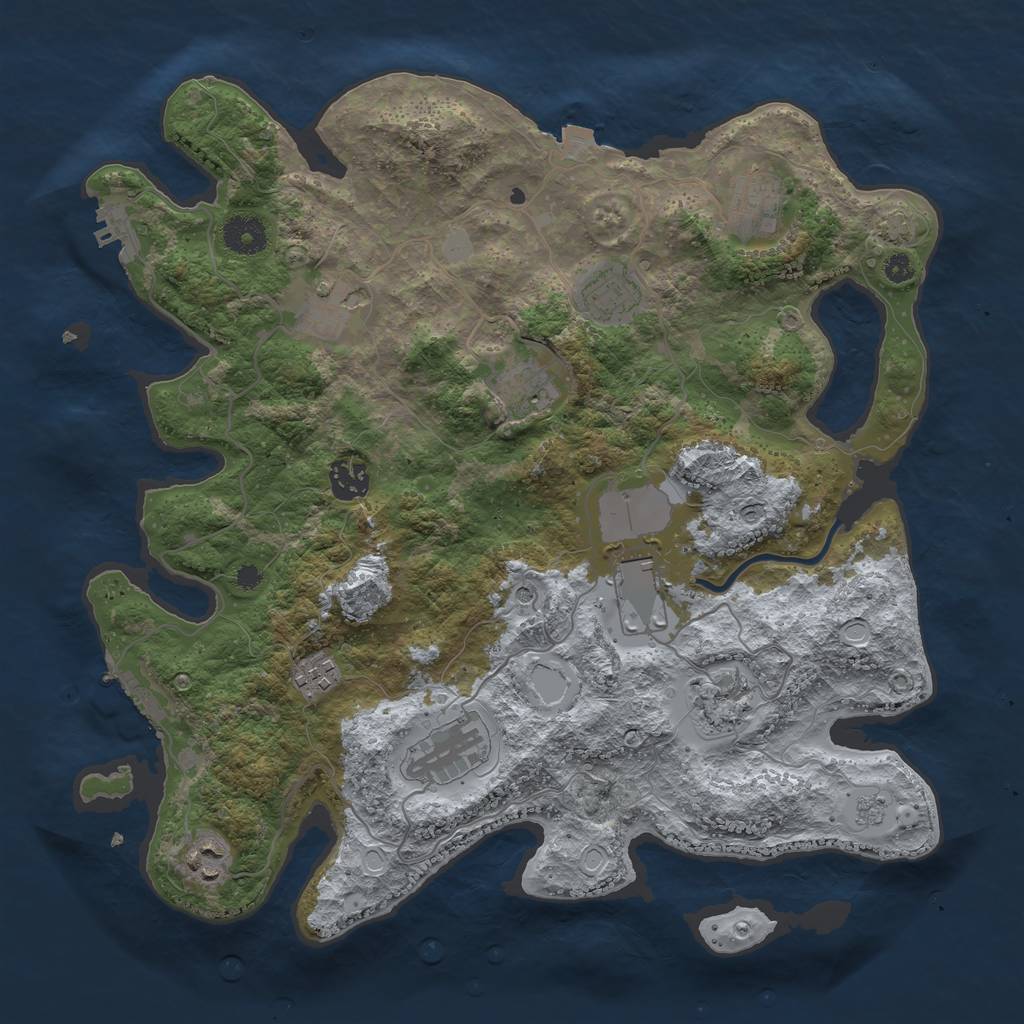 Rust Map: Procedural Map, Size: 3700, Seed: 1383393, 18 Monuments