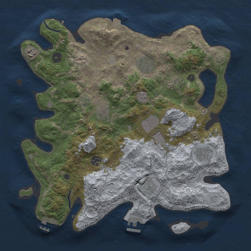 Rust Map: Procedural Map, Size: 3700, Seed: 1383393, 17 Monuments