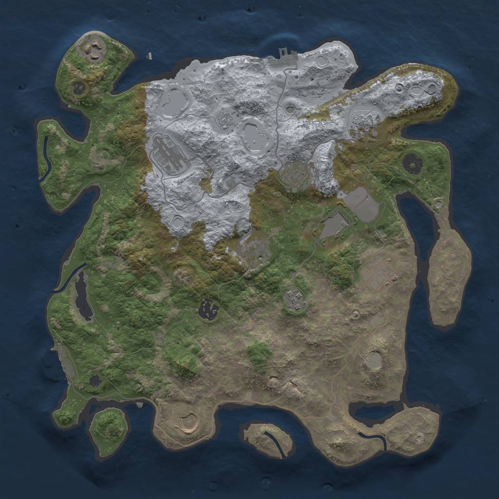 Rust Map: Procedural Map, Size: 3700, Seed: 6437623, 17 Monuments