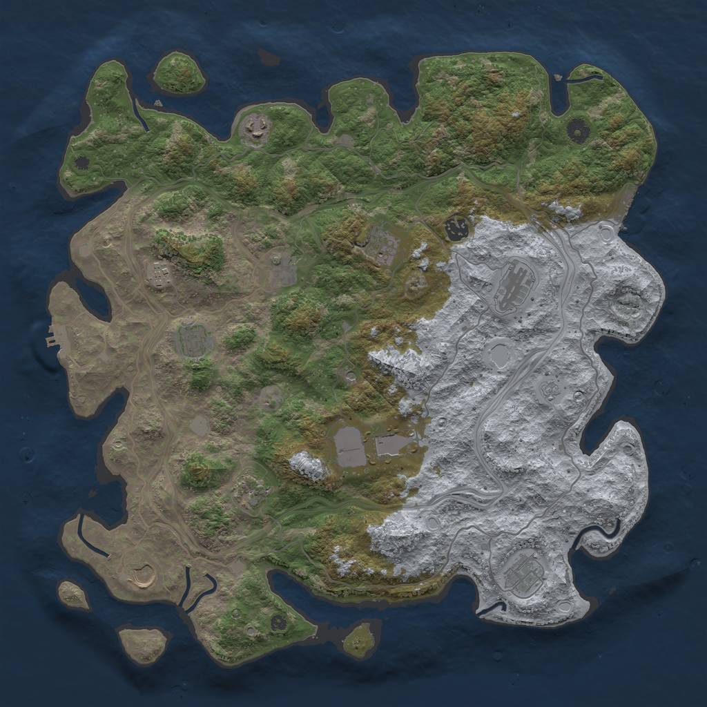 Rust Map: Procedural Map, Size: 4500, Seed: 1444, 18 Monuments