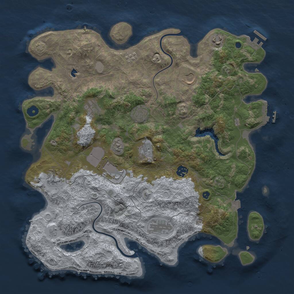 Rust Map: Procedural Map, Size: 4000, Seed: 223118, 16 Monuments