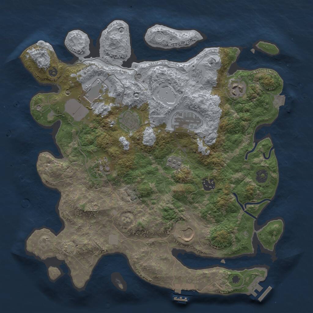 Rust Map: Procedural Map, Size: 3500, Seed: 353, 14 Monuments