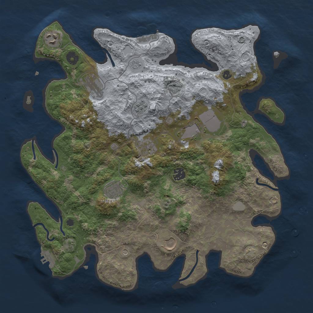 Rust Map: Procedural Map, Size: 3700, Seed: 4674024, 16 Monuments