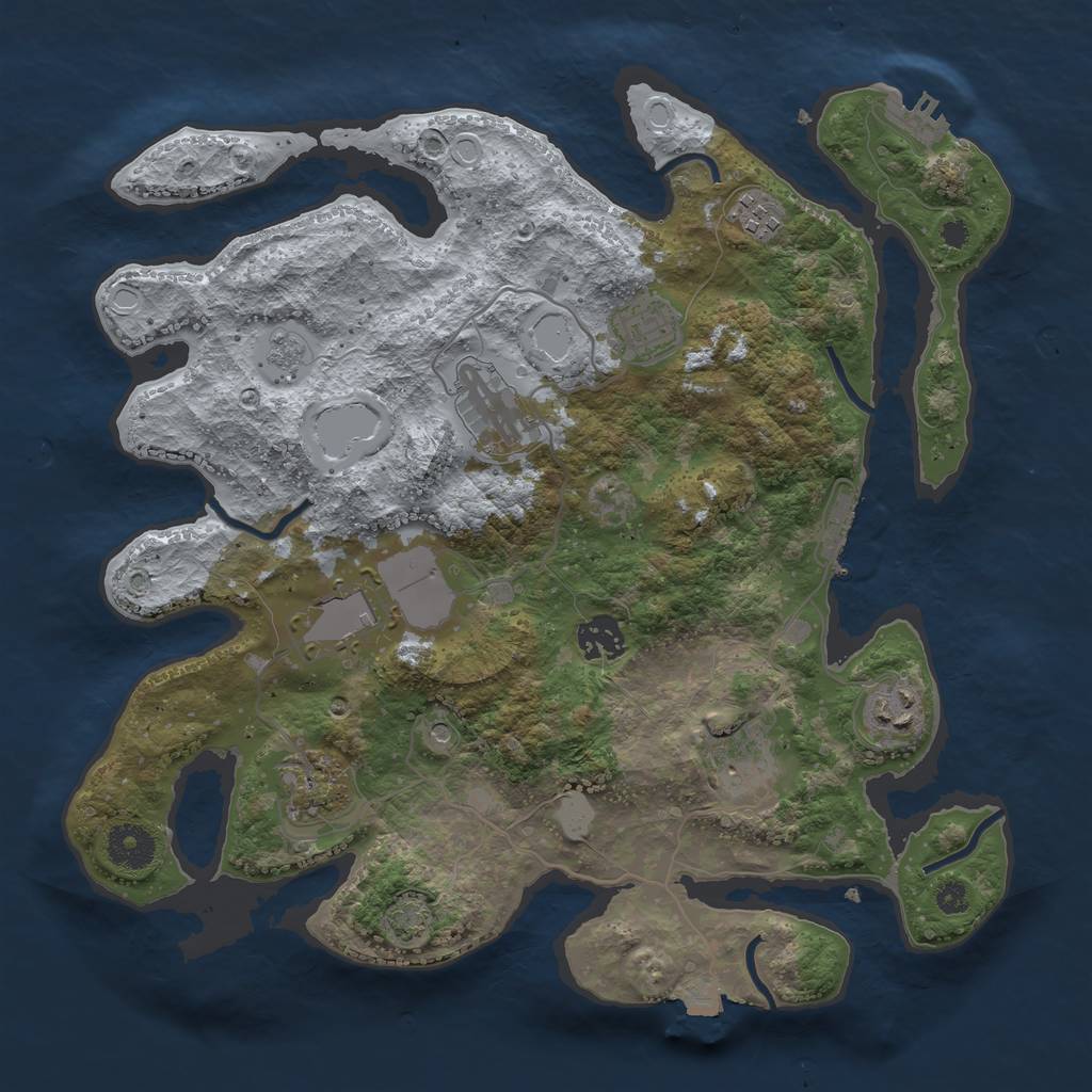 Rust Map: Procedural Map, Size: 3500, Seed: 55555, 16 Monuments