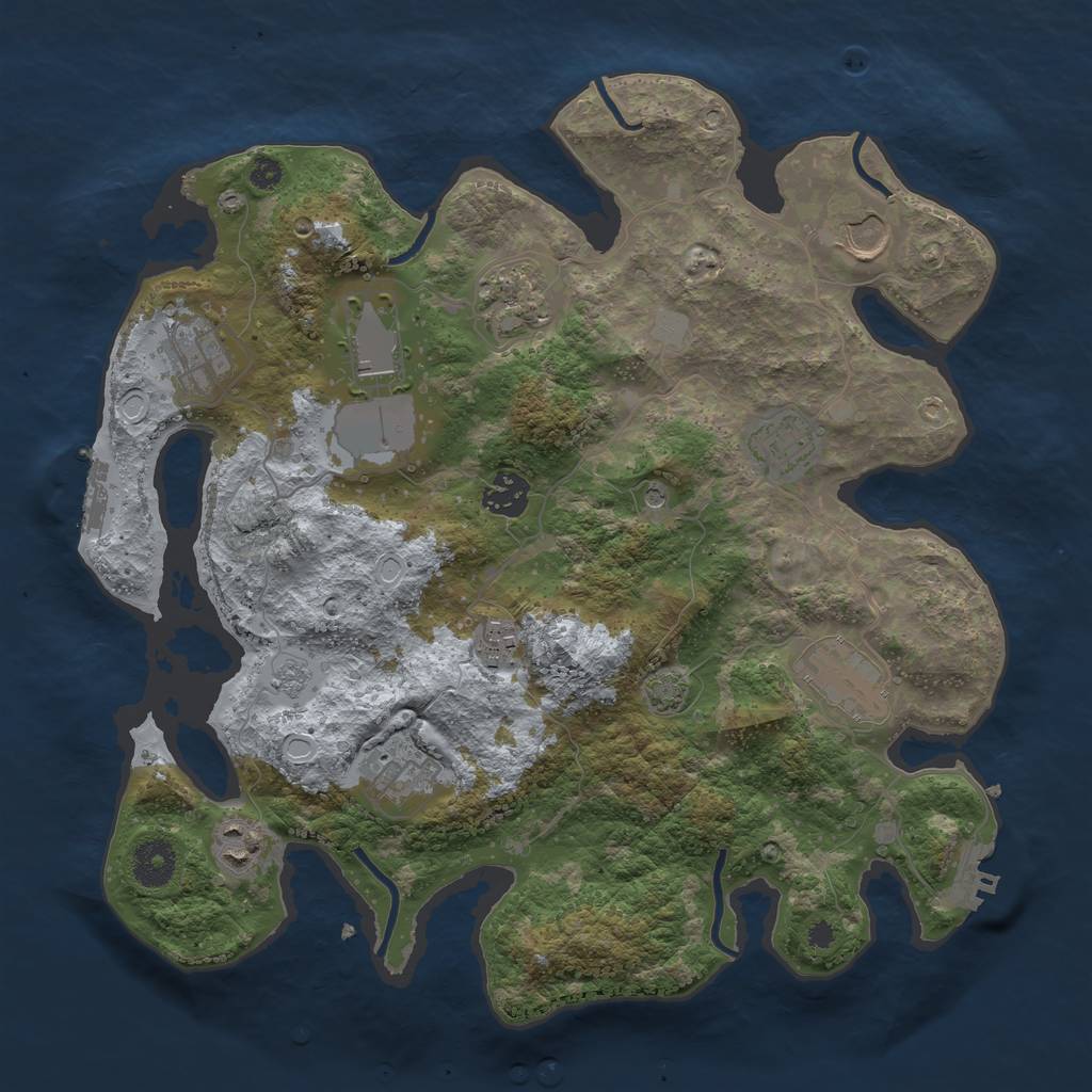 Rust Map: Procedural Map, Size: 3550, Seed: 35200, 18 Monuments