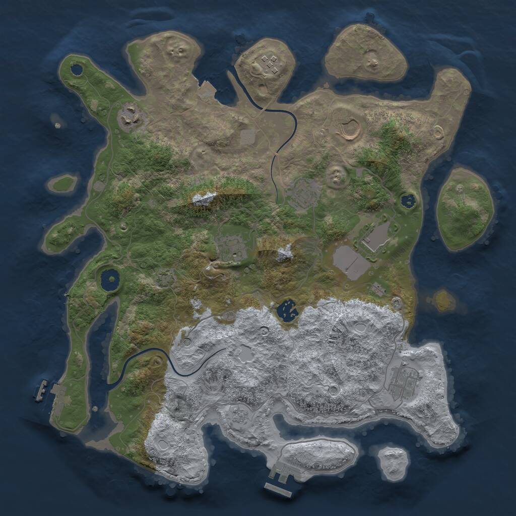 Rust Map: Procedural Map, Size: 3700, Seed: 4941482, 14 Monuments