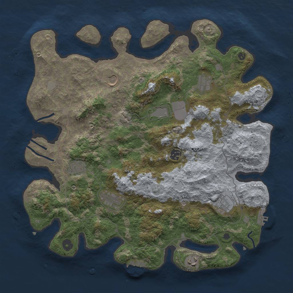 Rust Map: Procedural Map, Size: 4000, Seed: 635020, 16 Monuments