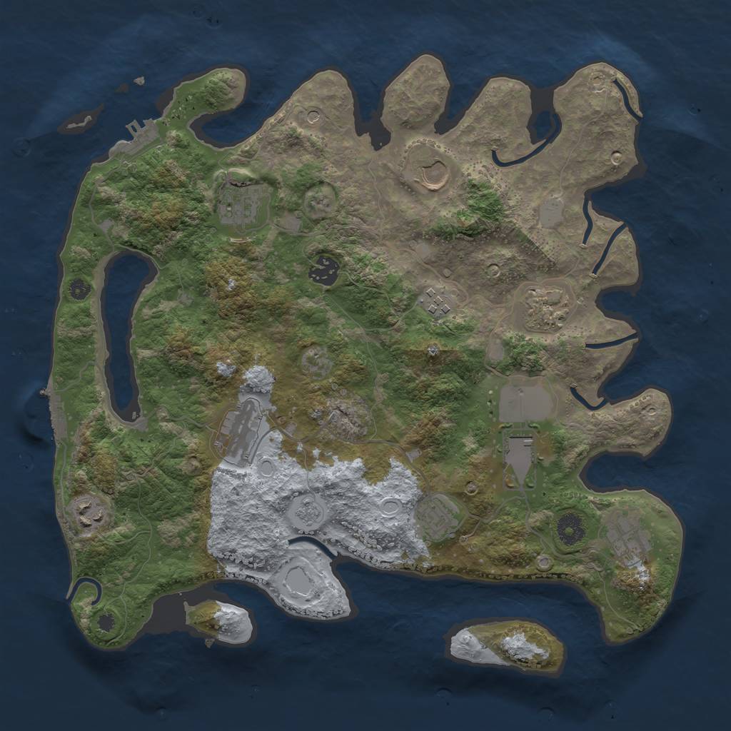Rust Map: Procedural Map, Size: 3700, Seed: 1247586, 17 Monuments