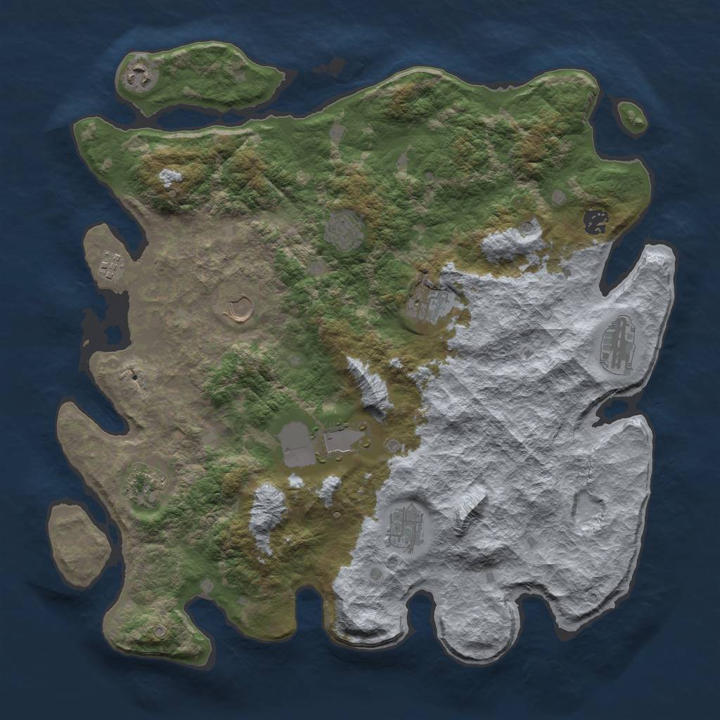 Rust Map: Barren, Size: 4200, Seed: 712372, 13 Monuments