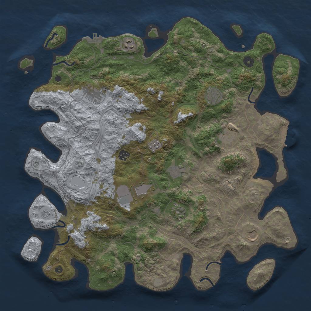 Rust Map: Procedural Map, Size: 4300, Seed: 480064093, 17 Monuments