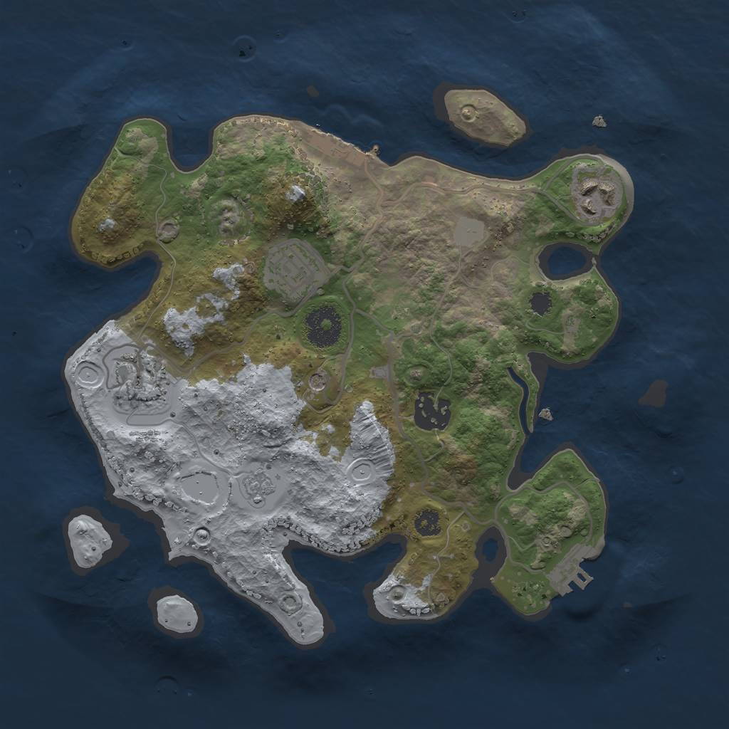 Rust Map: Procedural Map, Size: 2801, Seed: 763414373, 11 Monuments