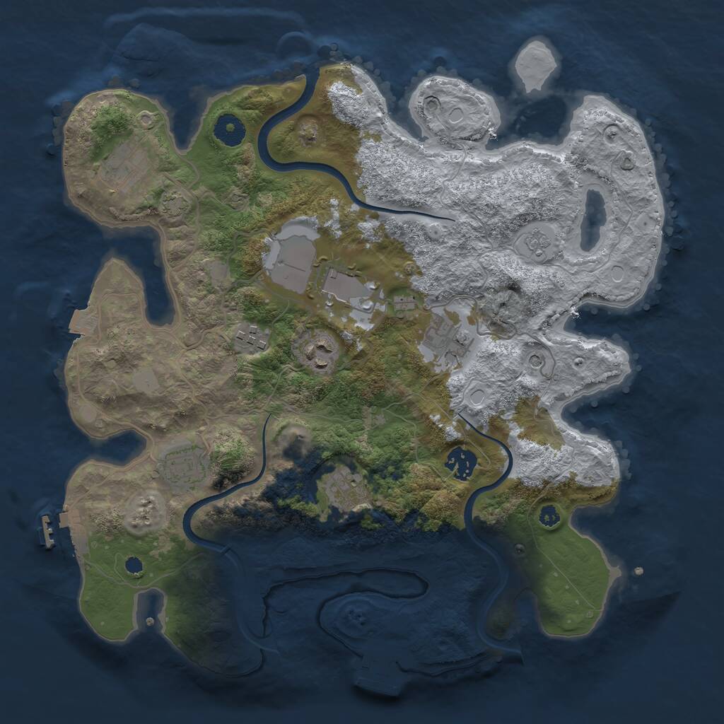 Rust Map: Procedural Map, Size: 3500, Seed: 831198352, 14 Monuments