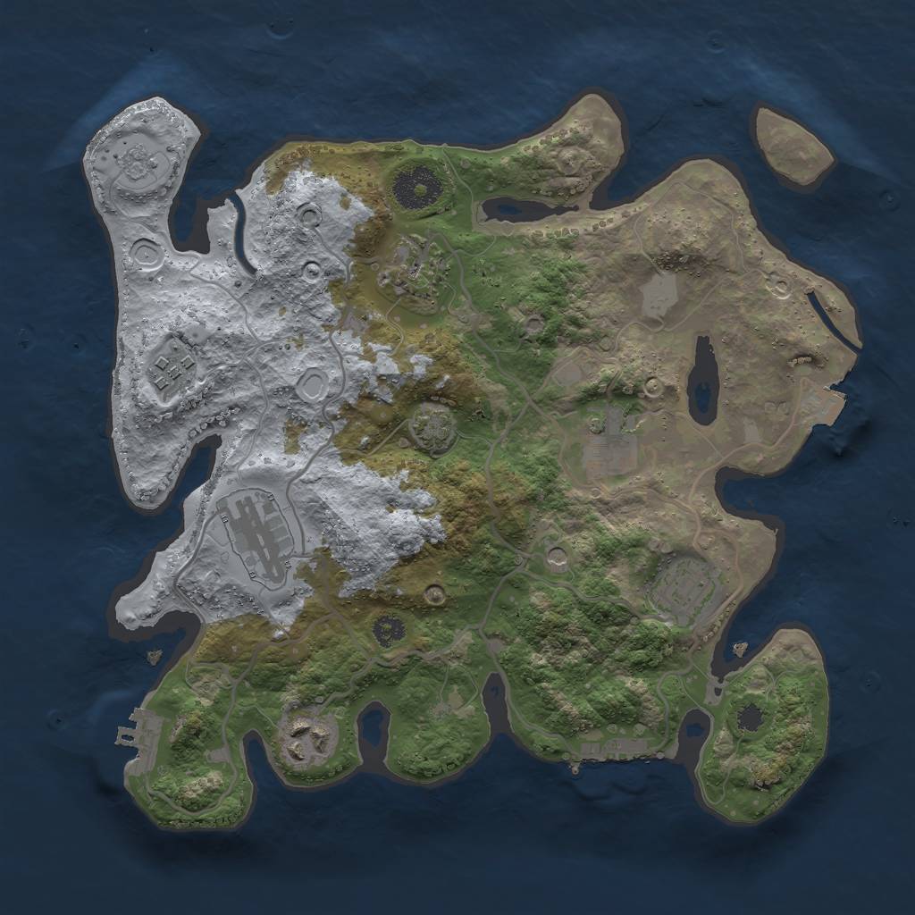 Rust Map: Procedural Map, Size: 3000, Seed: 1173078040, 14 Monuments