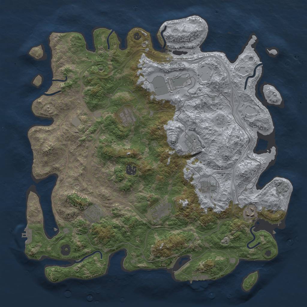 Rust Map: Procedural Map, Size: 4250, Seed: 213679400, 16 Monuments