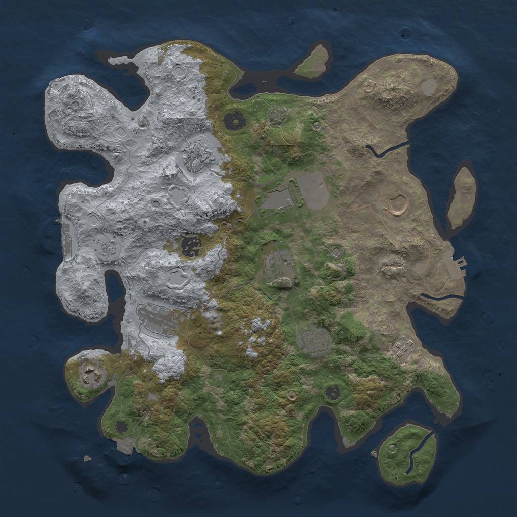 Rust Map: Procedural Map, Size: 3700, Seed: 2043354, 17 Monuments