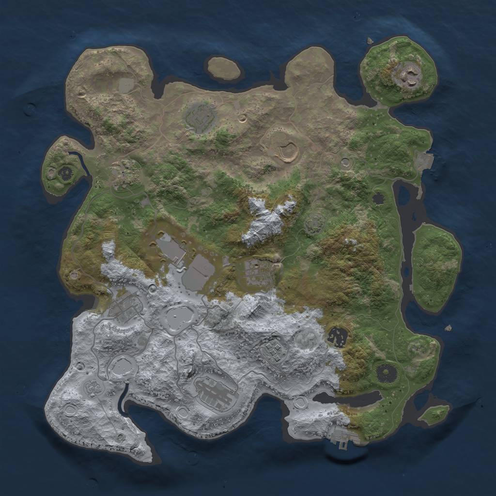 Rust Map: Procedural Map, Size: 3700, Seed: 2259185, 17 Monuments