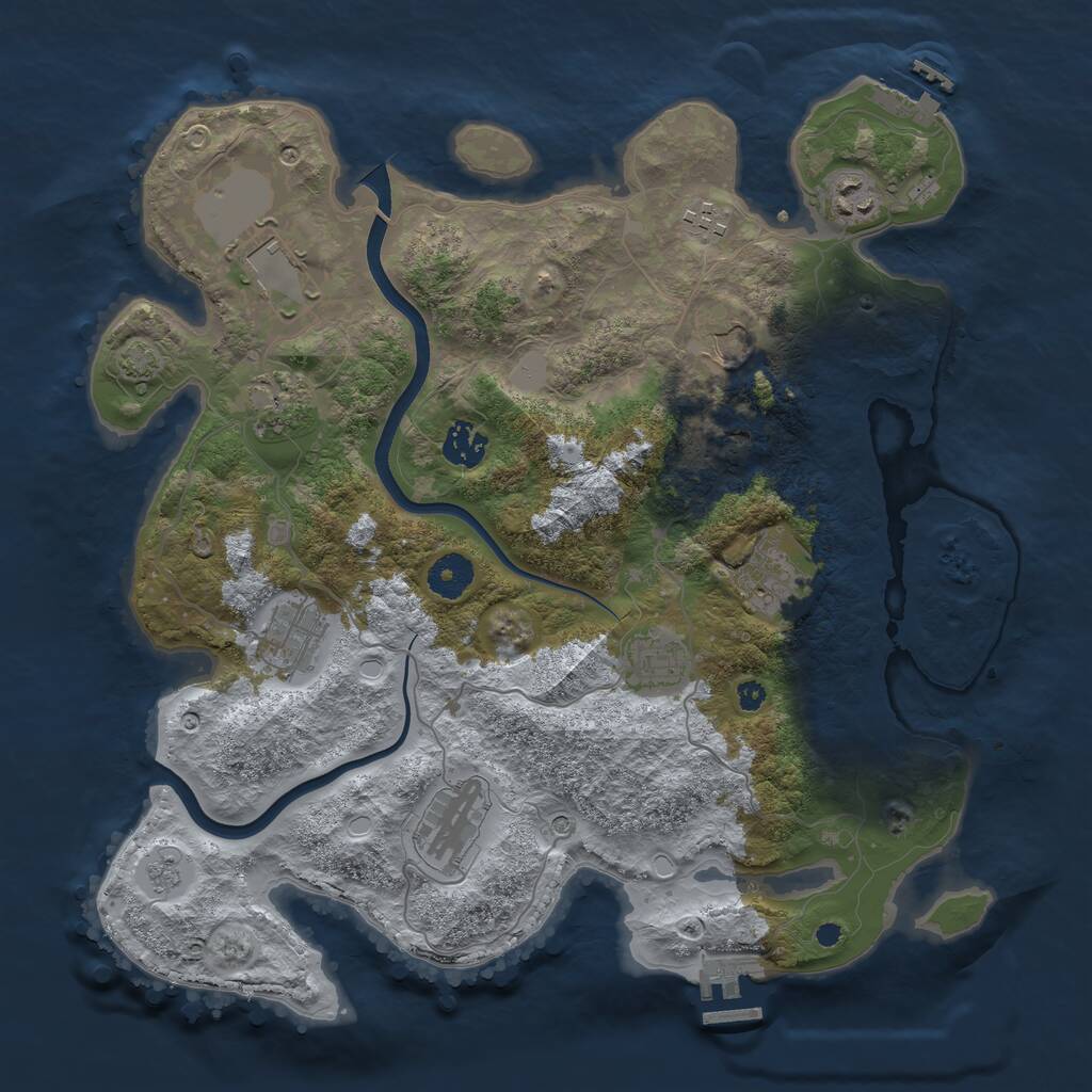 Rust Map: Procedural Map, Size: 3700, Seed: 2259185, 16 Monuments