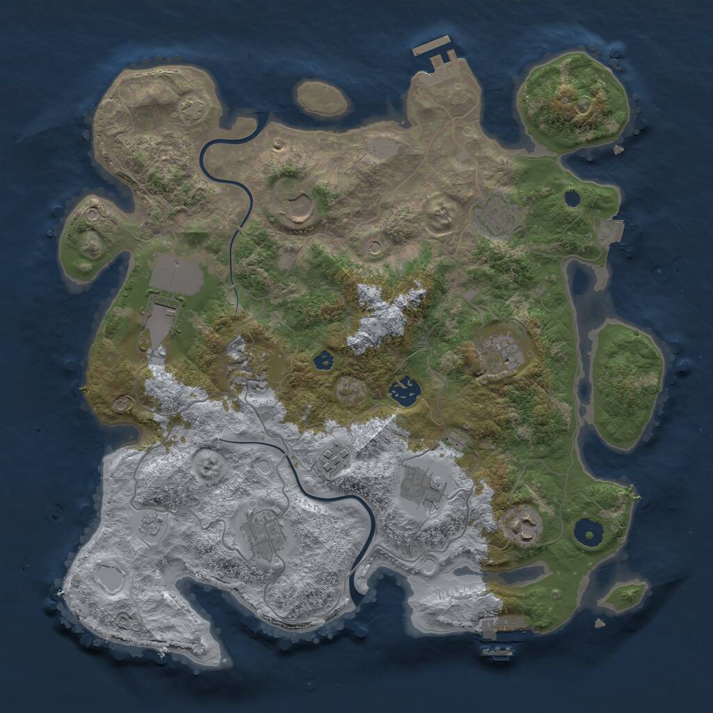 Rust Map: Procedural Map, Size: 3700, Seed: 2259185, 16 Monuments