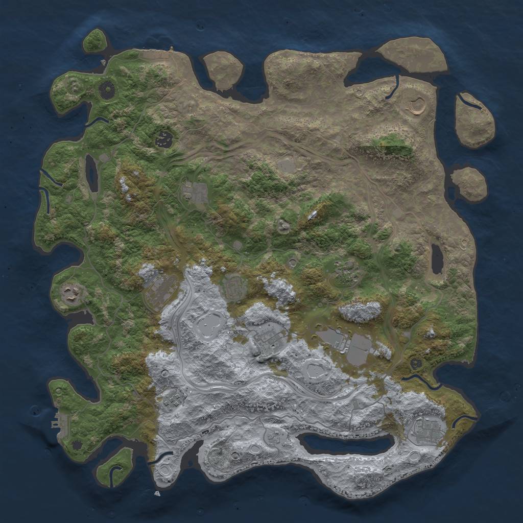 Rust Map: Procedural Map, Size: 4500, Seed: 6942021, 18 Monuments