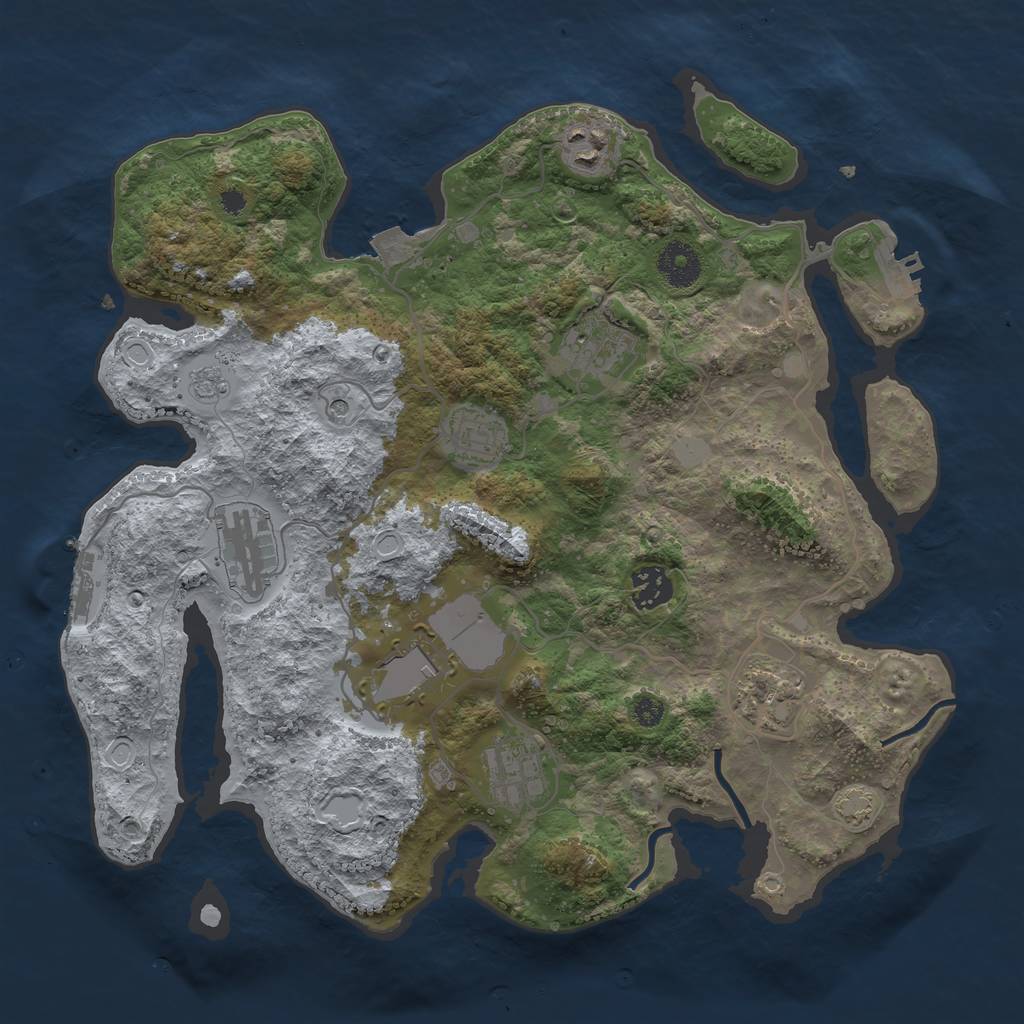 Rust Map: Procedural Map, Size: 3500, Seed: 107914433, 16 Monuments