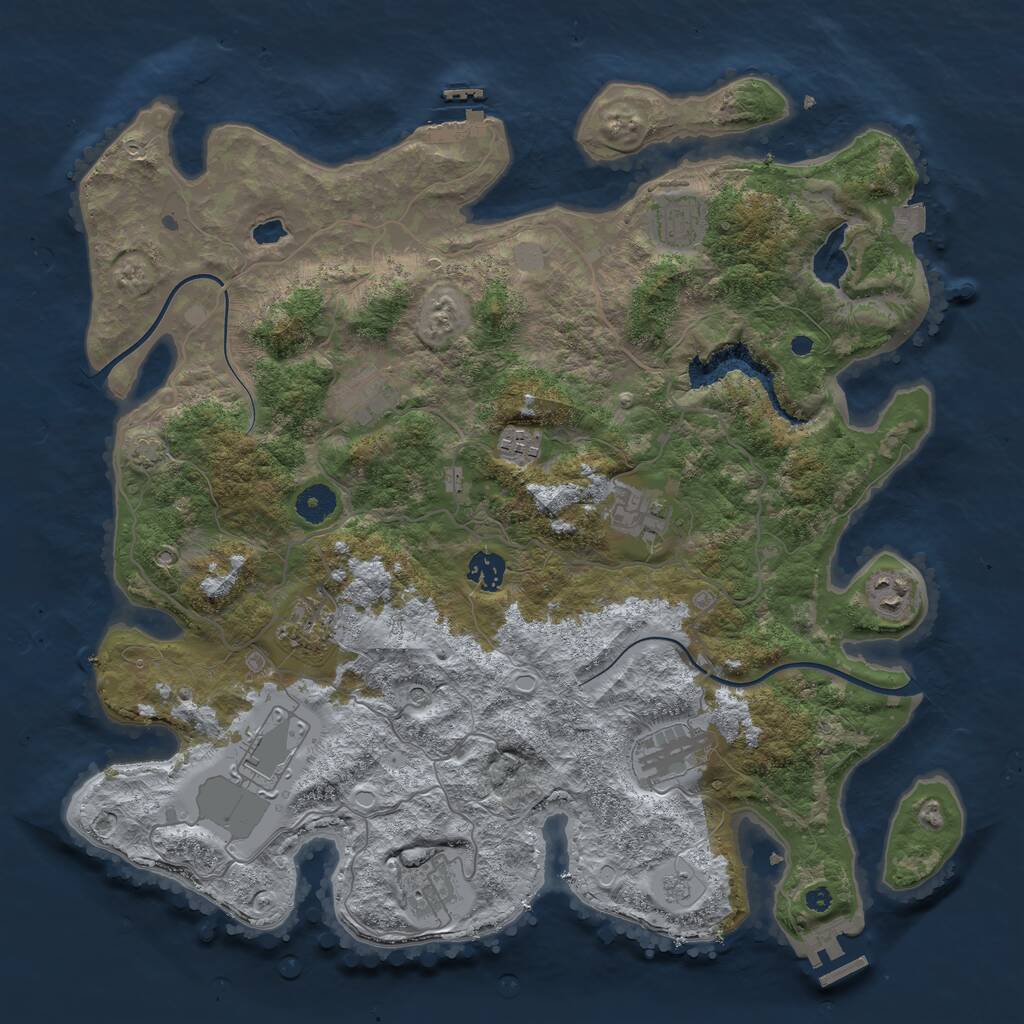 Rust Map: Procedural Map, Size: 4000, Seed: 696974, 16 Monuments