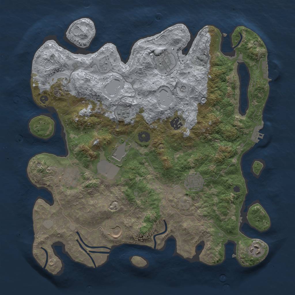 Rust Map: Procedural Map, Size: 3700, Seed: 3721995, 16 Monuments