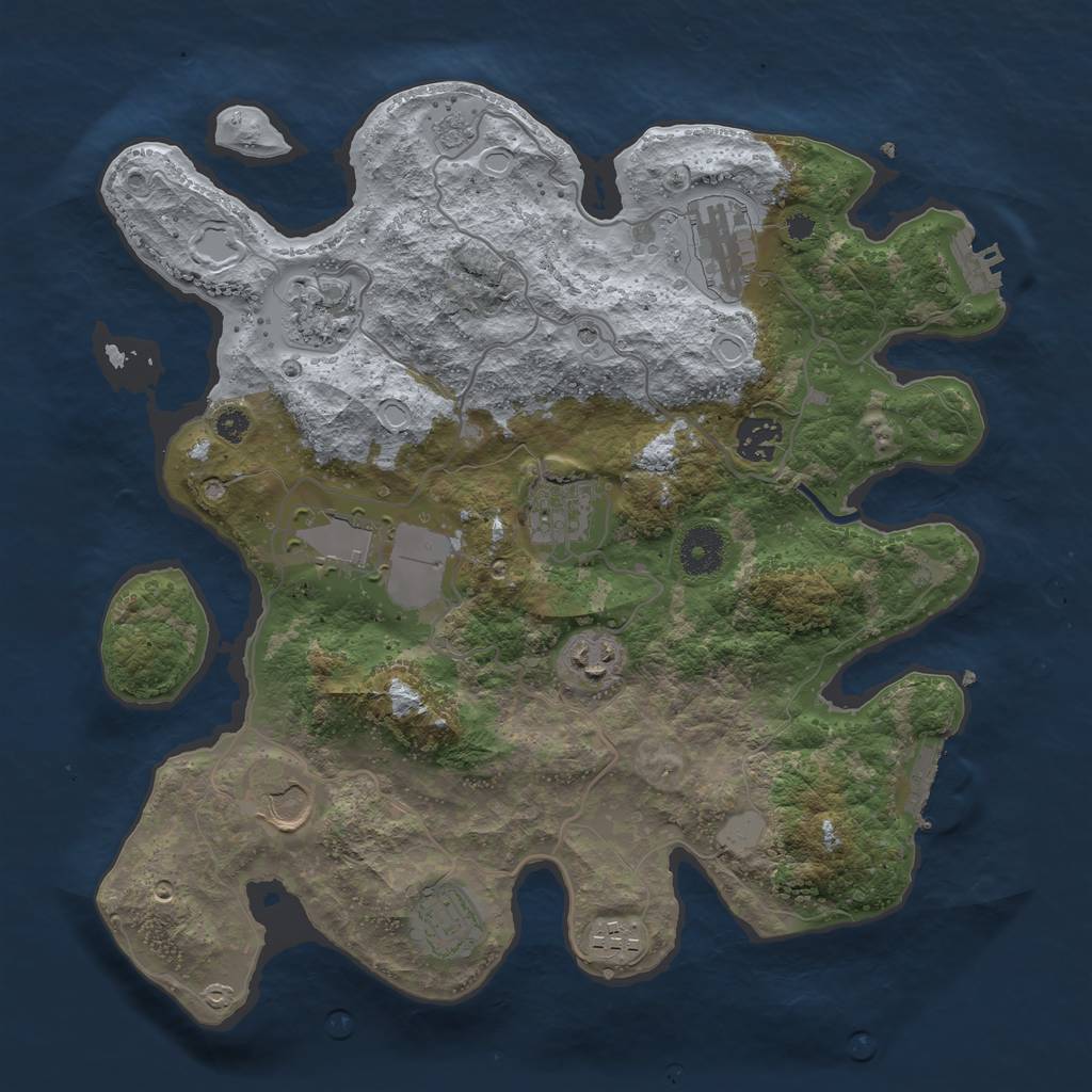 Rust Map: Procedural Map, Size: 3500, Seed: 49999, 16 Monuments