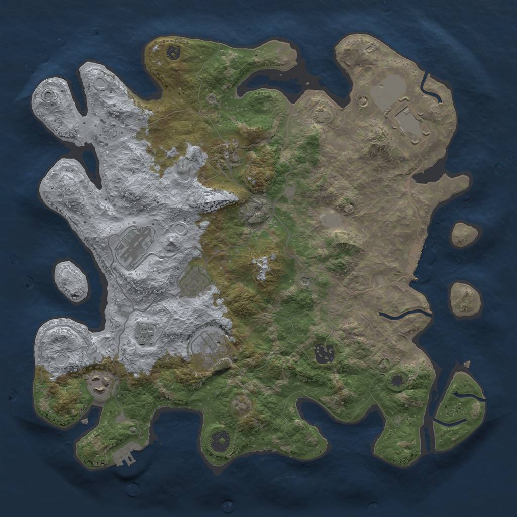 Rust Map: Procedural Map, Size: 3700, Seed: 6023595, 16 Monuments