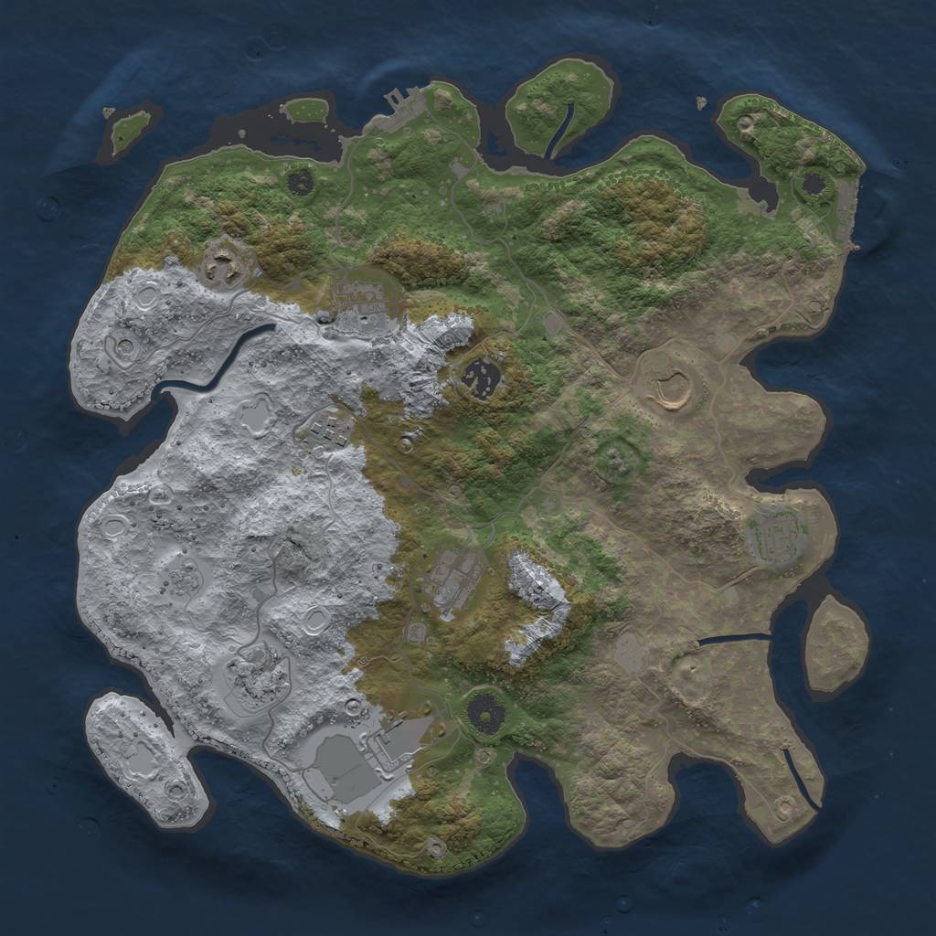 Rust Map: Procedural Map, Size: 3700, Seed: 1326954, 16 Monuments