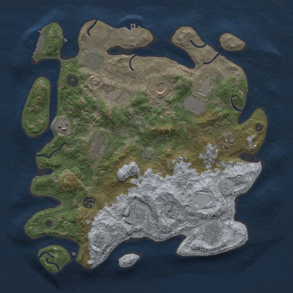 Rust Map: Procedural Map, Size: 3700, Seed: 2693554, 18 Monuments
