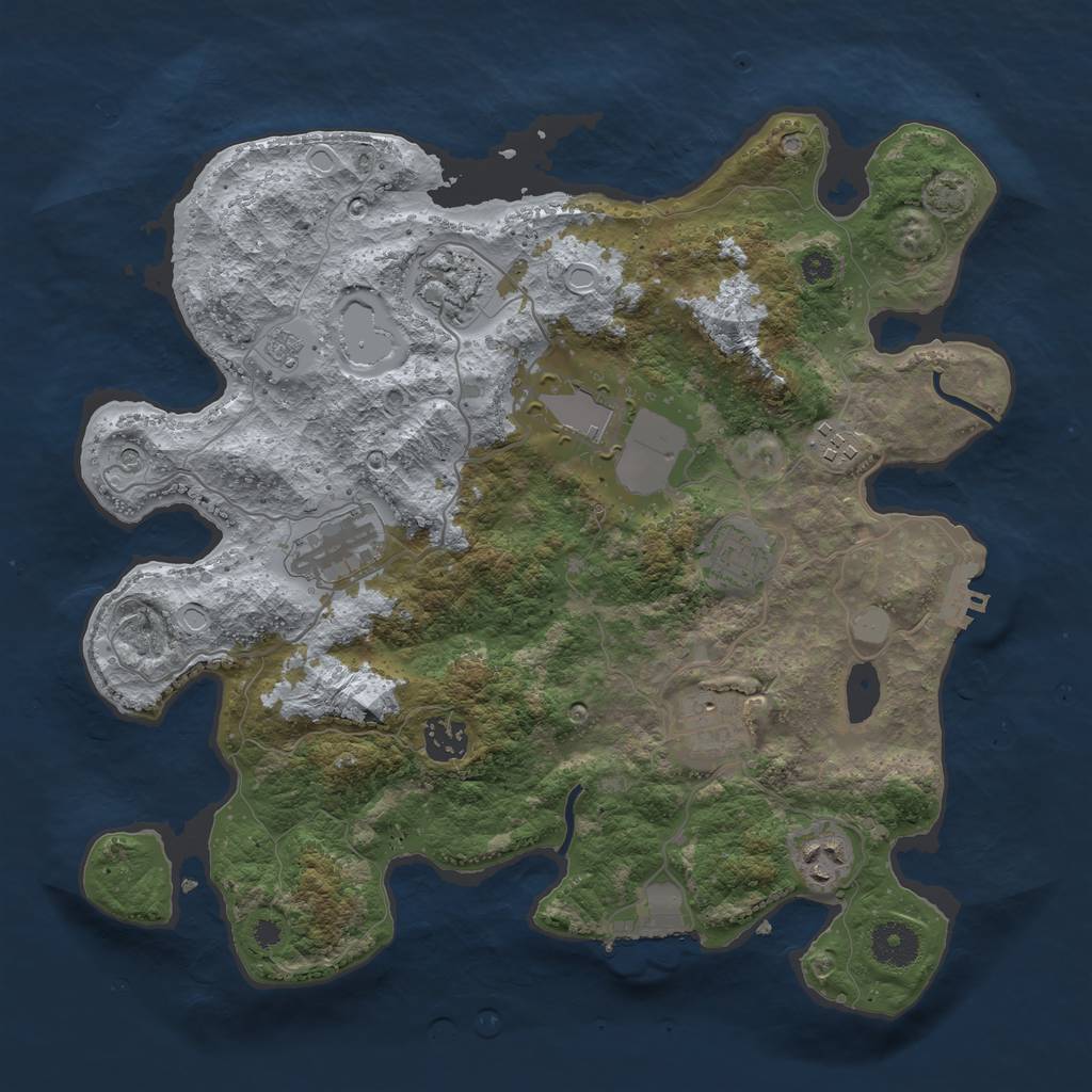 Rust Map: Procedural Map, Size: 3550, Seed: 227322, 16 Monuments
