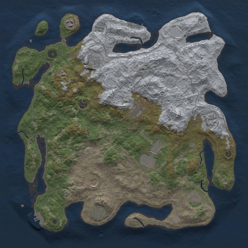 Rust Map: Procedural Map, Size: 4200, Seed: 121315421, 17 Monuments