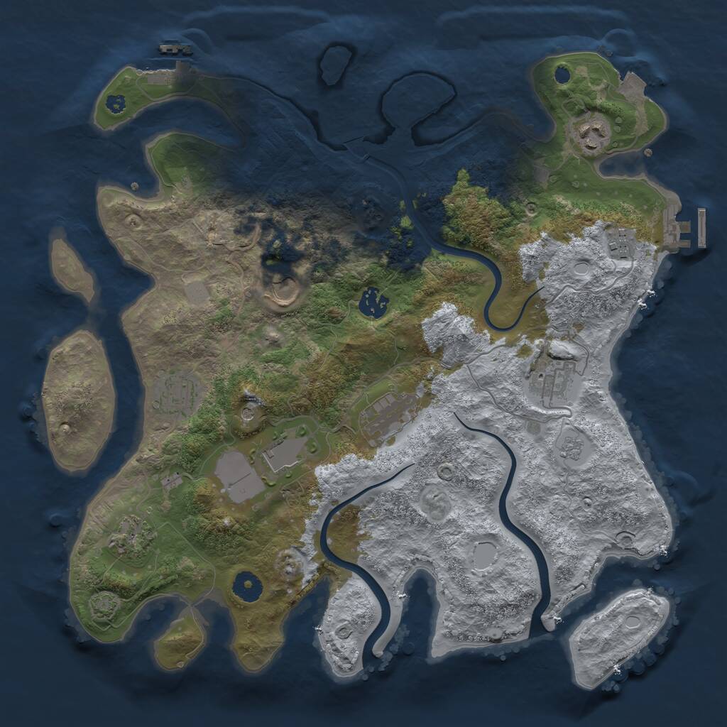 Rust Map: Procedural Map, Size: 3700, Seed: 1799205, 15 Monuments