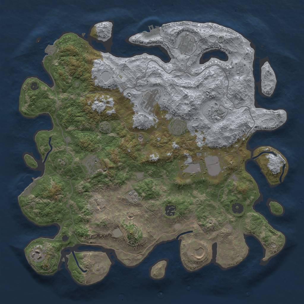 Rust Map: Procedural Map, Size: 4000, Seed: 765119, 18 Monuments