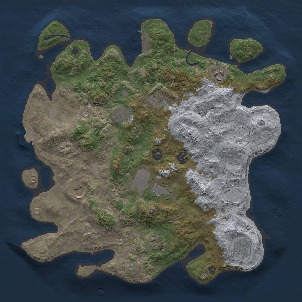 Rust Map: Procedural Map, Size: 3850, Seed: 1419438829, 17 Monuments