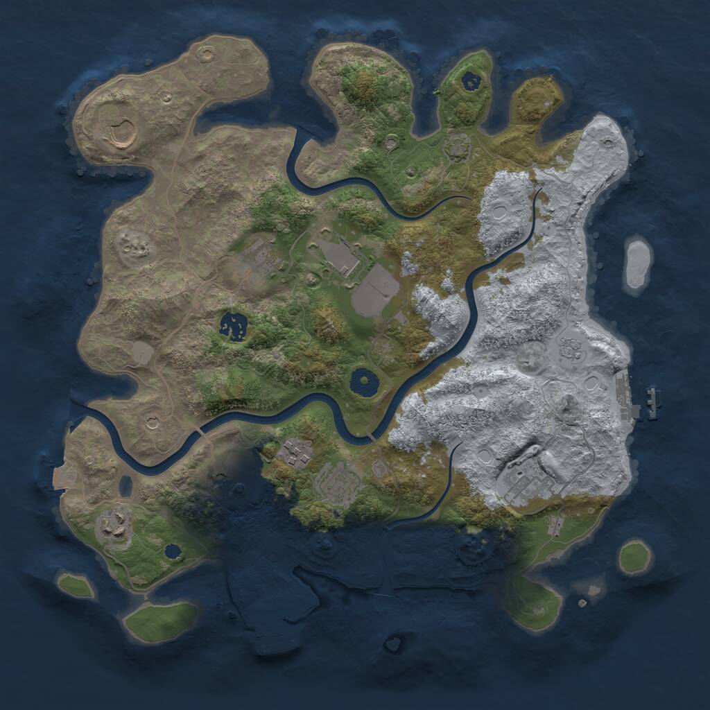 Rust Map: Procedural Map, Size: 3700, Seed: 1325557, 15 Monuments