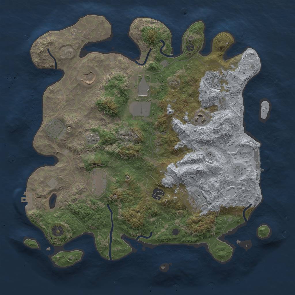 Rust Map: Procedural Map, Size: 3700, Seed: 1325557, 16 Monuments