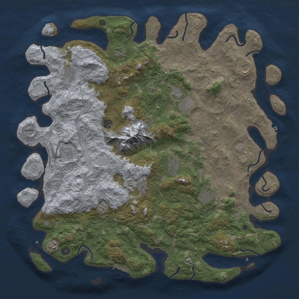 Rust Map: Procedural Map, Size: 5000, Seed: 654353, 19 Monuments