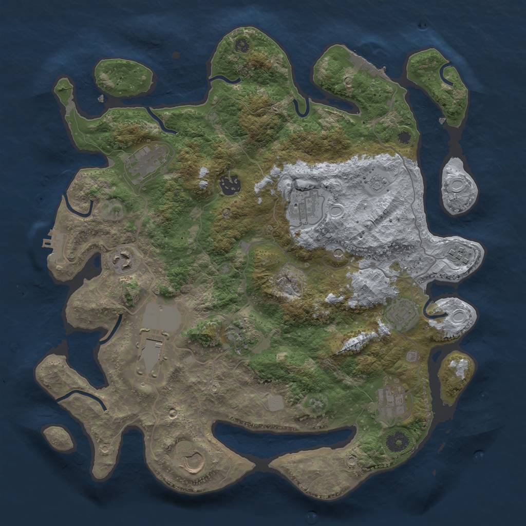 Rust Map: Procedural Map, Size: 3700, Seed: 56403, 17 Monuments