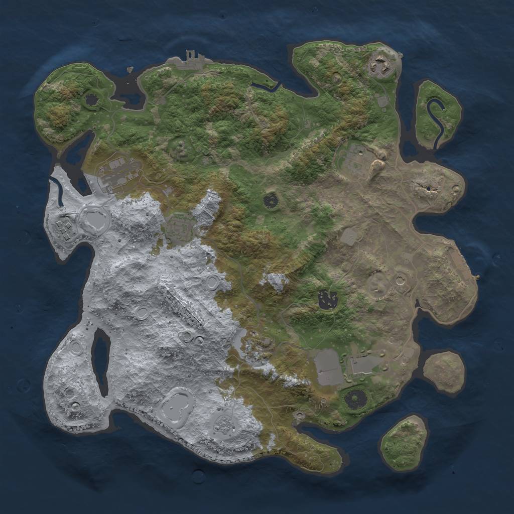 Rust Map: Procedural Map, Size: 3700, Seed: 5067754, 15 Monuments